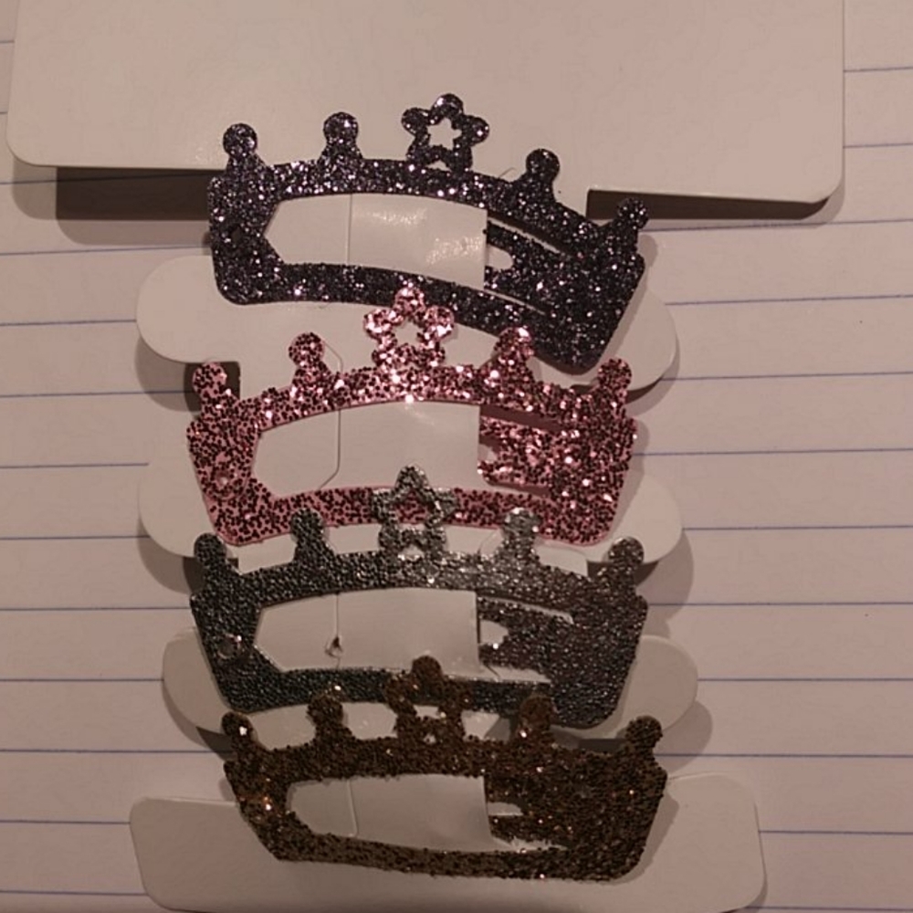 Kid's sparkly crown barettes
